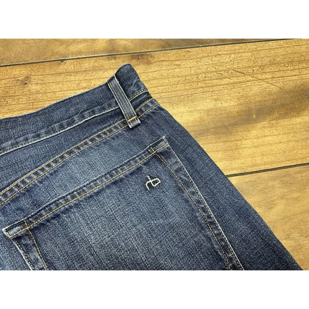 Rag & Bone RB15X Mens Jeans Size 34 Cotton Blue Slim Straight Tailored Workwear